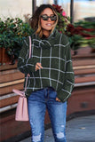 Beige Grid Pattern Turtleneck Sweater