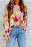Multicolor Abstract Printed Long Sleeve Blouse