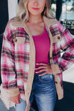 Rose Buttoned Contrast Trim Plaid Shacket