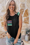 Aztec Pocket Shoulder Tank Top