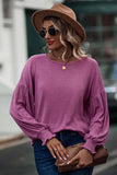 Smocked Bell Cuffs Long Balloon Sleeve Pullover