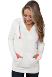 White Half-zip Quilted Hoodie