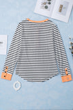 Striped Colorblock Button Down Long Sleeve Top