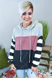 Drop Shoulder Colorblock Pullover Hoodie