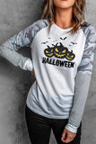 Halloween Pumpkin Stripe Camo Contrast Long Sleeve Top