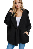 Woolen Fur Horn Button Oversize Jacket