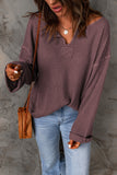 Waffle Knit Loose Long Sleeve Top
