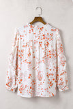 Split V Neck Floral Plus Size Blouse with Ruffles