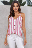 Button Up V Neck Strappy Shirt Cami Top