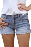 Mid Rise Distressed Denim Shorts
