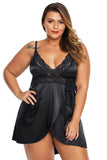 Lace V Neckline Plus Size Babydoll