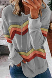 Geometry Color Block Stripe Drawstring Hoodie