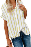 Striped Short Sleeve Buttoned Pocket Shirt