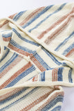 color Striped Knit Kangaroo Pocket Hooded Sweater