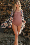 Ribbed Snap Front One-piece Maternity Swimsuit