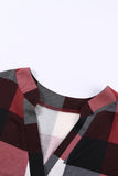 Plaid Pattern V Neck Short Sleeve Top