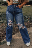 High Waist Distressed Plus Size Jeans