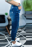 Mid Waist Ripped Skinny Jeans