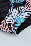 Leaves Print Zip-up Long Sleeve Surf Rash Guard Swimwear