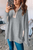 High Neck 1/4 Zip Pocketed Cozy Sweater