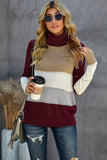 Highlight Colorblock Turtleneck Pullover Sweater