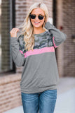 Camouflage Patchwork Long Sleeve Top