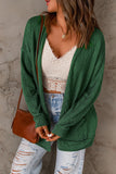 Green Brown Drop Shoulder Textured Cardigan