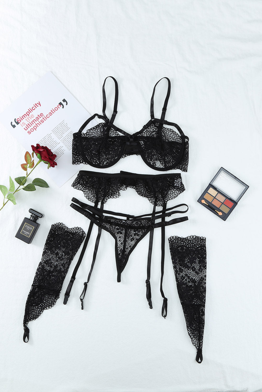 Lace Bralette Set with Garters and Gloves – ALELLY