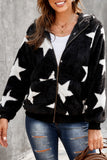 Camo Print Zipper Fleece Hooded Coat with Pockets