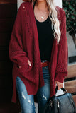 Drop Sleeve Cable Knit Cardigan with Slits