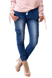 Army Green Drawstring Ankle Pocket Denim Jeans