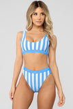 Athletic Striped Tank High Waist Bikini