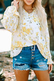Floral Print Ruffled Puffy Sleeve Blouse