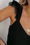V Neck Flutter Lace Flowy Tank Tops