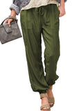 Drawstring Elastic Waist Pull-on Casual Pants with Pockets