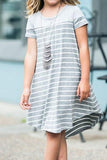 Colorblock Patchwork Striped Girls’ Dress