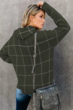 Beige Grid Pattern Turtleneck Sweater