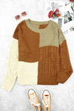 color Crew Neck Contrast Color Block Sweater