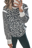 Leopard Printed Long Sleeve Contrast Trim Sweatshirt