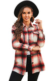 Turn down Neck Plaid Pocket Button Closure Coat