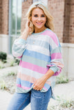 Striped Colorblock Long Sleeve Pullover Sweatshirt