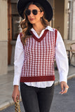 V Neck Argyle Plaid Knitted Sweater Vest
