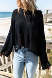 Distressed Boxy Fit Crop Knit Sweater