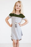 Colorblock Patchwork Striped Girls’ Dress