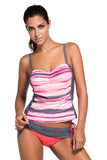 Colorblock Bandeau Tankini Black Skort Set