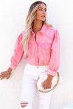 Acid Washed Snap Buttons Denim Shirt