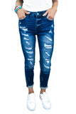 Mid Waist Ripped Skinny Jeans
