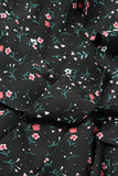 Floral Print Belted Ruffled V Neck Sleeveless Top