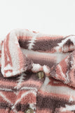 Tribal Print Pocket Buttoned Sherpa Jacket