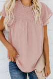 Tiered Sleeve Frilled Neck Dotted Top
